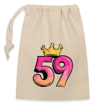59 Number Krone - Closable cotton gift bag (14x20cm) - nature - Front