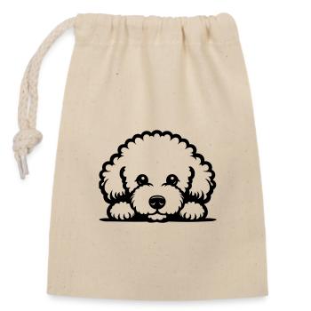 Conception vectorielle de bichon frisé couché - Sac cadeau en coton avec cordon (14 x 20 cm) - nature - Devant
