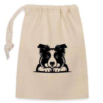 Lying Border Collie Vector Design - Closable cotton gift bag (14x20cm) - nature - Front
