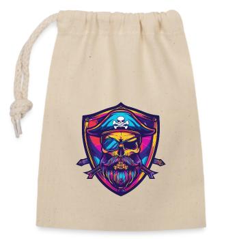 Crâne de pirate - Sac cadeau en coton avec cordon (14 x 20 cm) - nature - Devant