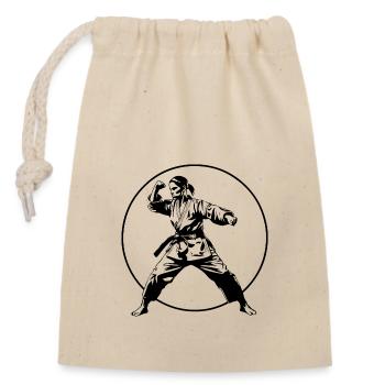 Karate Silhouette - Closable cotton gift bag (14x20cm) - nature - Front