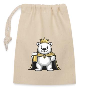 Ours polaire bière drôle - Sac cadeau en coton avec cordon (14 x 20 cm) - nature - Devant