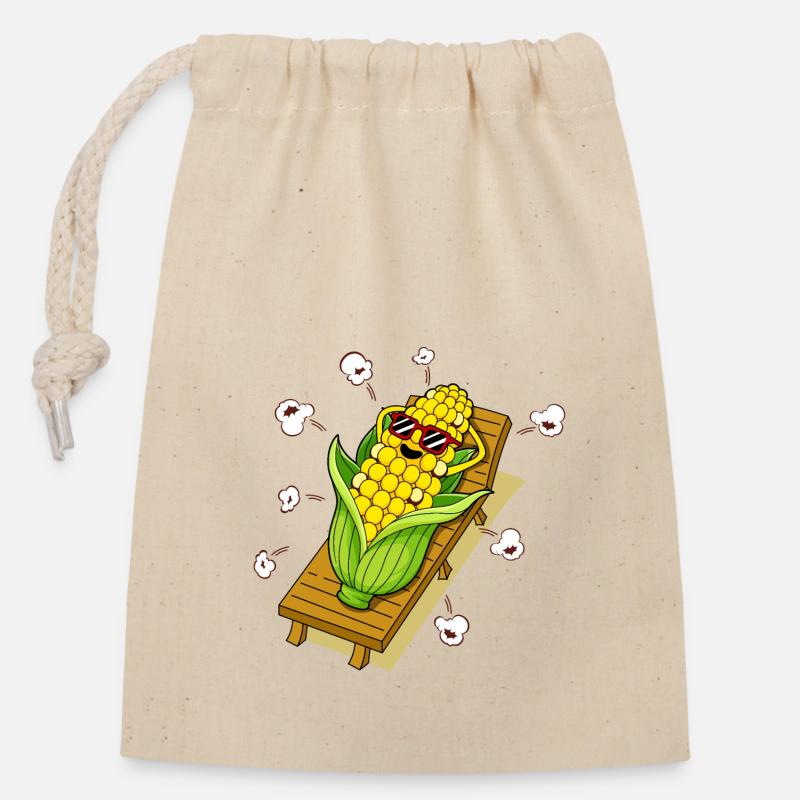 Bronzer le maïs - Sac cadeau en coton avec cordon (14 x 20 cm) - nature