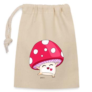 Merry mushroom - Verschließbarer Geschenkbeutel aus Baumwolle (14x20cm) - Natur - Vorne