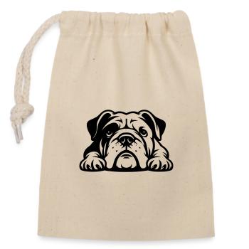 Reclining Bulldog Vector Design - Closable cotton gift bag (14x20cm) - nature - Front