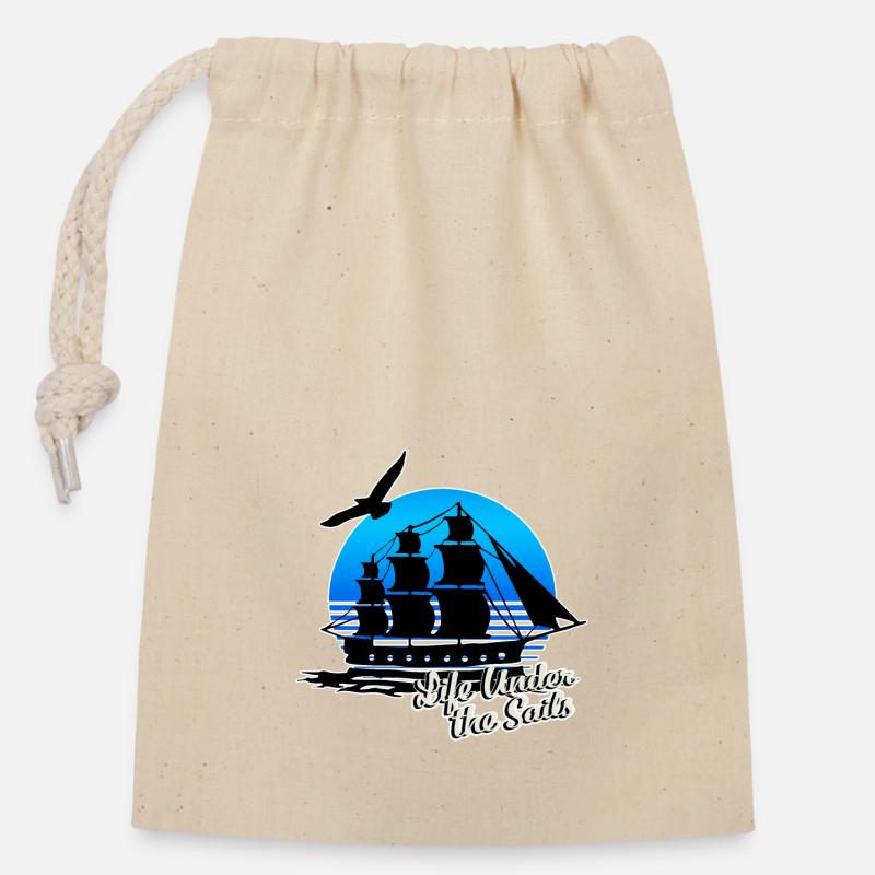 Live Under the Sails - clean - Verschließbarer Geschenkbeutel aus Baumwolle (14x20cm) - Natur