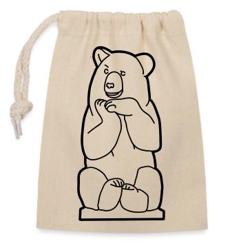 Berlin bear, sitting - Closable cotton gift bag (14x20cm) - nature - Front