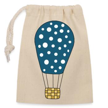 blauer Heißluftballon - Verschließbarer Geschenkbeutel aus Baumwolle (14x20cm) - Natur - Vorne