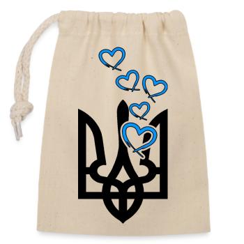 UKRAINE "slava ukraini" ukraine-love frontsupport - Closable cotton gift bag (14x20cm) - nature - Front