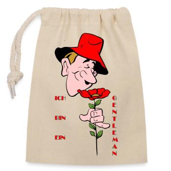 Gentleman - Verschließbarer Geschenkbeutel aus Baumwolle (14x20cm) - Natur - Vorne