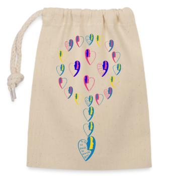 Fleur d'amour numéro 2. - Sac cadeau en coton avec cordon (14 x 20 cm) - nature - Devant