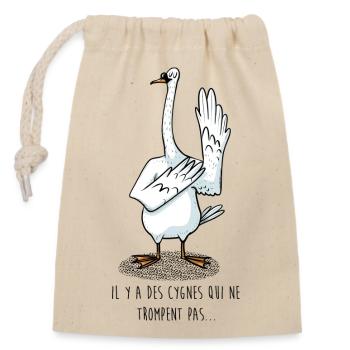 Cygne qui ne trompent pas - Sac cadeau en coton avec cordon (14 x 20 cm) - nature - Devant