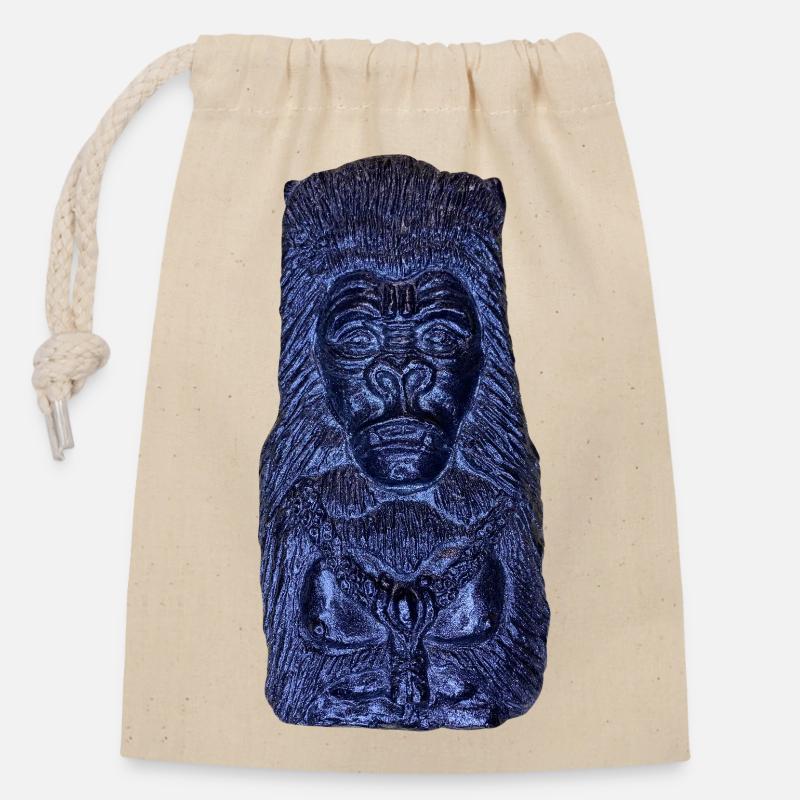 Gorila blue - Closable cotton gift bag (14x20cm) - nature