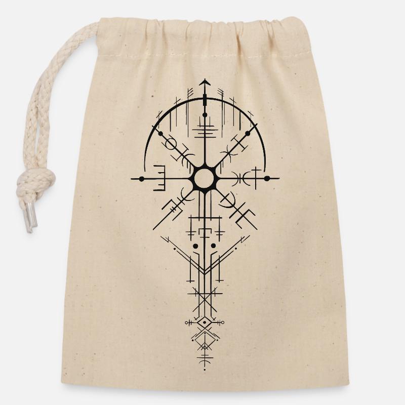 Nordic Rune Amulet Design - Closable cotton gift bag (14x20cm) - nature