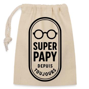 Super Papy depuis toujours - Sac cadeau en coton avec cordon (14 x 20 cm) - nature - Devant