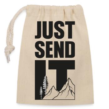 Just Send It - Black - Verschließbarer Geschenkbeutel aus Baumwolle (14x20cm) - Natur - Vorne