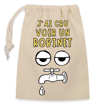 J'ai cru voir un robinet - Sac cadeau en coton avec cordon (14 x 20 cm) - nature - Devant