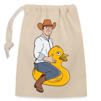 Cowboy-Reiter auf Quietscheente - Verschließbarer Geschenkbeutel aus Baumwolle (14x20cm) - Natur - Vorne