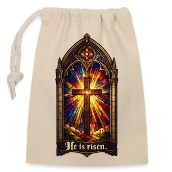 Resurrection He is Risen Easter Jesus - Closable cotton gift bag (14x20cm) - nature - Front