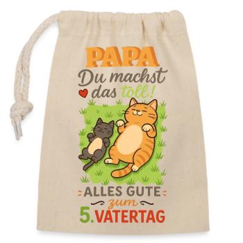 5. Vatertag - Papa Du machst das toll  - Verschließbarer Geschenkbeutel aus Baumwolle (14x20cm) - Natur - Vorne