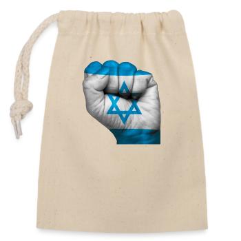 Drapeau d'Israel peint sur un poing fermé - Sac cadeau en coton avec cordon (14 x 20 cm) - nature - Devant