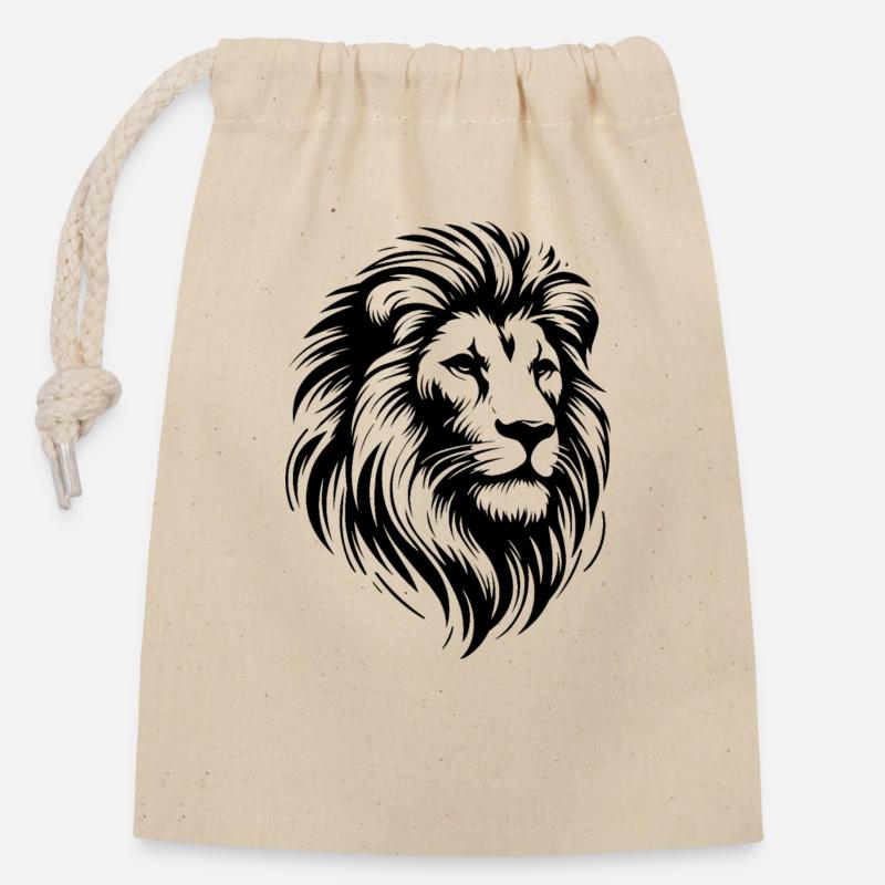 Lion - Closable cotton gift bag (14x20cm) - nature