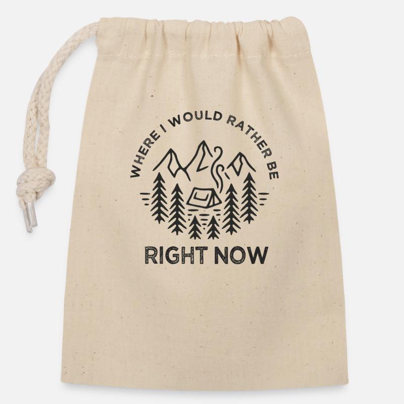 where i would rather be Hikking - Sac cadeau en coton avec cordon (14 x 20 cm) - nature