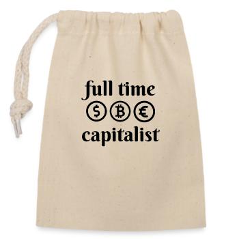 Full-time capitalist - Closable cotton gift bag (14x20cm) - nature - Front