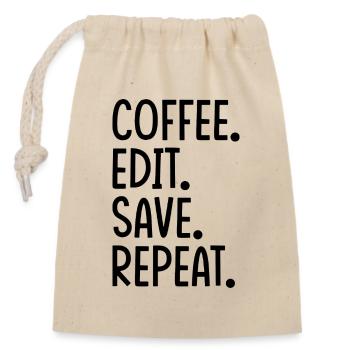 Kaffee Bearbeiten Speichern Wiederholen - Verschließbarer Geschenkbeutel aus Baumwolle (14x20cm) - Natur - Vorne