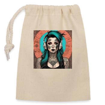 Fille tatouée - Sac cadeau en coton avec cordon (14 x 20 cm) - nature - Devant