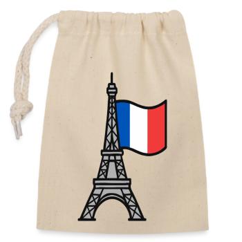 Tour Eiffel avec drapeau français - Sac cadeau en coton avec cordon (14 x 20 cm) - nature - Devant