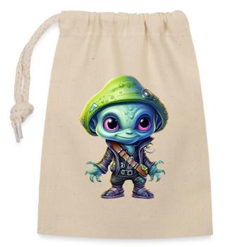 Alien Alien Pirate - Sac cadeau en coton avec cordon (14 x 20 cm) - nature - Devant