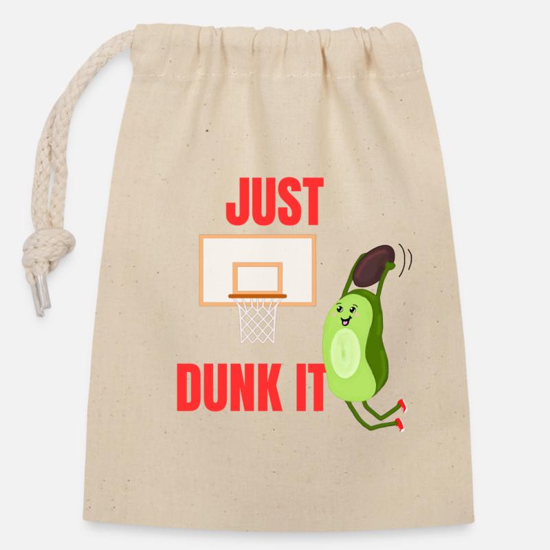 Just Dunk It Basketball Avocado - Closable cotton gift bag (14x20cm) - nature