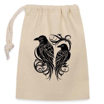 Odins Raben Hugin und Munin Tribal Tattoo Wikinger - Verschließbarer Geschenkbeutel aus Baumwolle (14x20cm) - Natur - Vorne