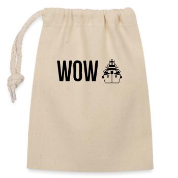 WoW Black - Closable cotton gift bag (14x20cm) - nature - Front
