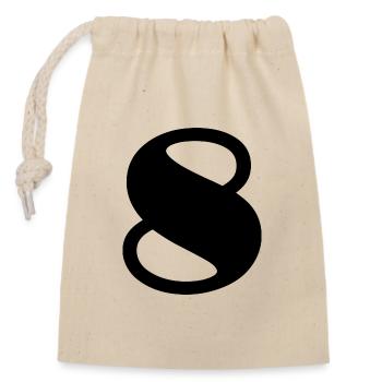 8. 8 YEARS. EIGHT. 8TH ANNIVERSARY. ANNIVERSARY - Closable cotton gift bag (14x20cm) - nature - Front