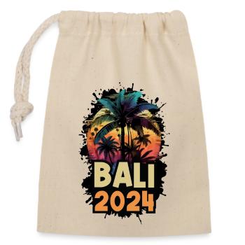 Bali 2024 Holiday Saying - Closable cotton gift bag (14x20cm) - nature - Front