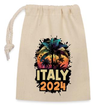 Italien 2024 Urlaub Spruch - Verschließbarer Geschenkbeutel aus Baumwolle (14x20cm) - Natur - Vorne