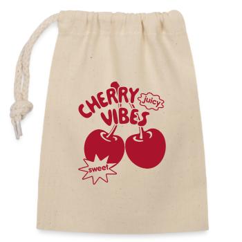 Cherry Vibes Kirschen Trendy Cherry Streetwear - Verschließbarer Geschenkbeutel aus Baumwolle (14x20cm) - Natur - Vorne