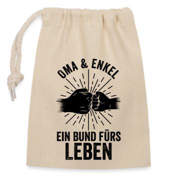 Großmutter Enkel Oma - Verschließbarer Geschenkbeutel aus Baumwolle (14x20cm) - Natur - Vorne