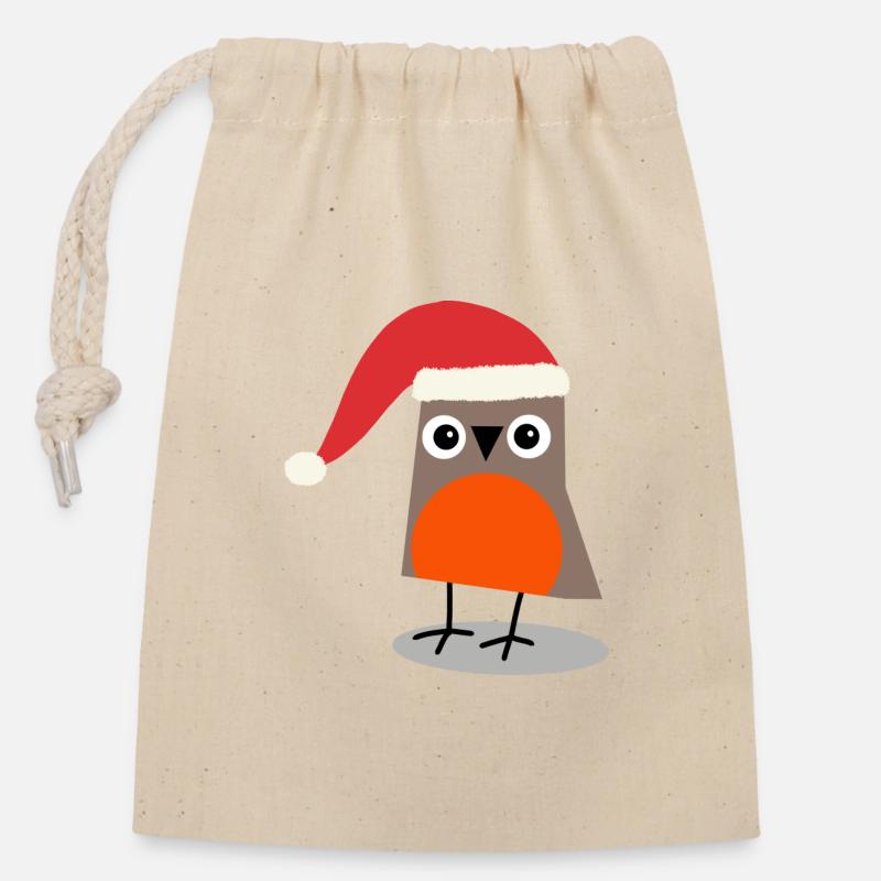 Redthroat2 - Closable cotton gift bag (14x20cm) - nature