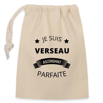 Verseau ascendant parfaite humour astrologie - Sac cadeau en coton avec cordon (14 x 20 cm) - nature - Devant