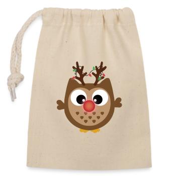 Weihnachten Rudolph Eule Cute Christmas Deer Owl - Verschließbarer Geschenkbeutel aus Baumwolle (14x20cm) - Natur - Vorne