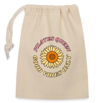 Pilates Queen Sunflower - Verschließbarer Geschenkbeutel aus Baumwolle (14x20cm) - Natur - Vorne
