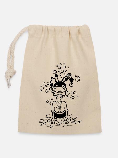 Alien - Closable cotton gift bag (14x20cm) - nature