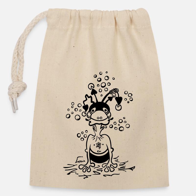 Alien - Closable cotton gift bag (14x20cm) - nature