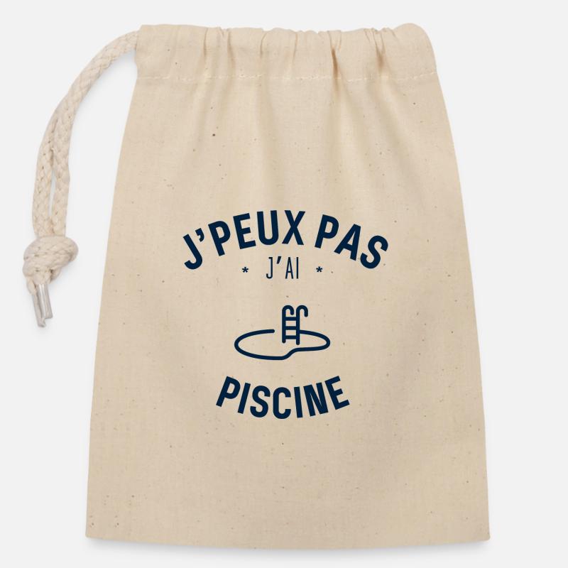 J Peux PAs J Ai Piscine - Sac cadeau en coton avec cordon (14 x 20 cm) - nature