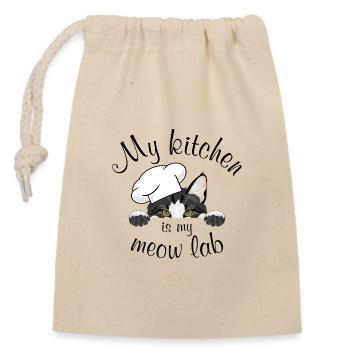 Ma cuisine est mon laboratoire de miaulement - Sac cadeau en coton avec cordon (14 x 20 cm) - nature - Devant
