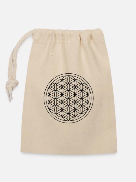 Blume des Lebens - Heilige Geometrie - Verschließbarer Geschenkbeutel aus Baumwolle (14x20cm) - Natur