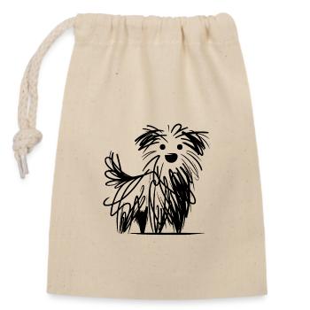 Playful Dog Sketch in Inks Doodle Lines - Closable cotton gift bag (14x20cm) - nature - Front